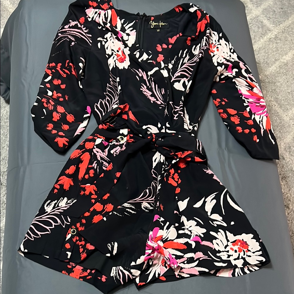 Yumi Kim Floral Black,Red, And Pink Romper